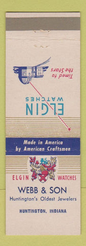 Matchbook Cover - Elgin Watches Webb & Son Huntington IN