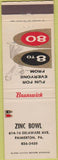 Matchbook Cover - Zinc Bowling Paimerton PA