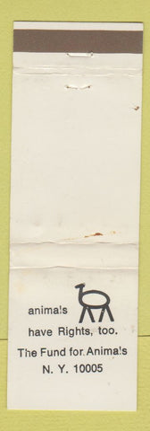 Matchbook Cover - Fund for Animals animal rights New York City WORN