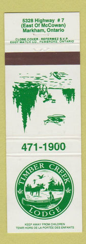 Matchbook Cover - Timber Creek Lodge Markham ON