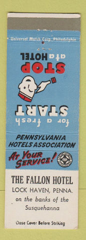 Matchbook Cover - Fallon Hotel Lock Haven PA bellhop