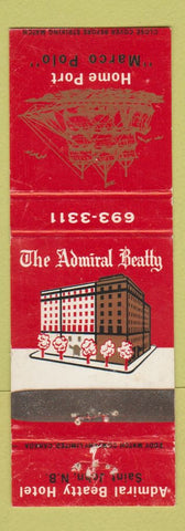 Matchbook Cover - Admiral Beatty Hotel Saint St John NB WORN