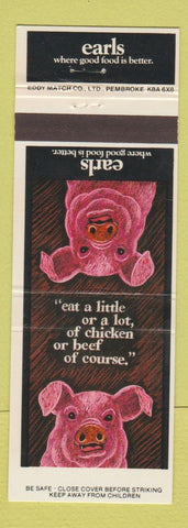 Matchbook Cover - Earls Foods pig Canada
