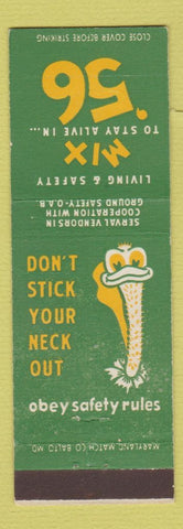 Matchbook Cover - Serval Vendors Safety 1956