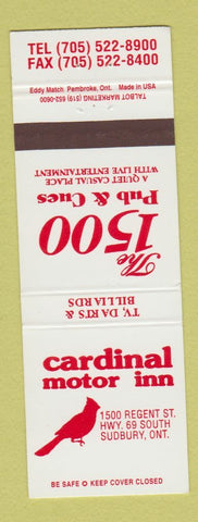 Matchbook Cover - Cardinal Motor Inn Sudbury ON