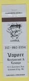 Matchbook Cover - Vapore Restaurant Lounge Calumet City IL