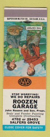 Matchbook Cover - Roozen Garage Salfers Grove SAMPLE