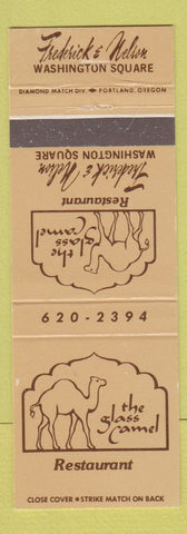 Matchbook Cover - The Glass Camel Restaurant Frederick and Nelson Tigard OR