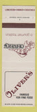 Matchbook Cover - Oliver's Restaurant Cleveland OH Akron