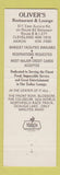 Matchbook Cover - Oliver's Restaurant Cleveland OH Akron