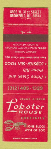 Matchbook Cover - Frank Buresh Lobster House Brookfield IL WEAR
