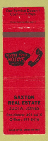 Matchbook Cover - Saxton Real Estate Judi A Jones