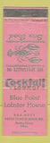Matchbook Cover - Blue Point Lobster House Rocky River OH