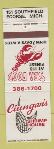 Matchbook Cover - Ciungan's Shrimp House Ecorse MI lobster