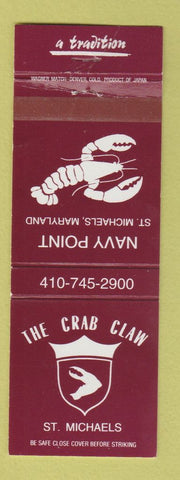 Matchbook Cover - The Crab Claw St Michels MD