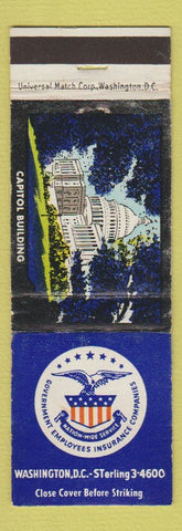 Matchbook Cover - Government Employees Insurance Washington DC Capitol