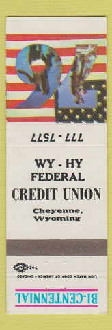 Matchbook Cover - Wy Hy Federal Credit Union Cheyenne WY 1976