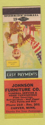Matchbook Cover - Johnson Furniture Carver MN funeral patriotic Abraham Lincoln