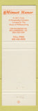 Matchbook Cover - Minuet Manor Motel Williamsburg VA WEAR