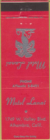 Matchbook Cover - Motel Lanai Alhambra CA