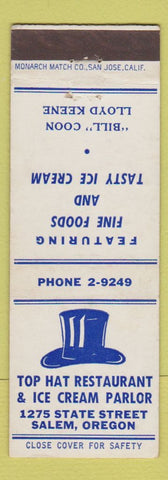 Matchbook Cover - Top Hat Restaurant Ice Cream Salem OR