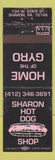 Matchbook Cover - Sharon Hot Dog Shop Sharon PA