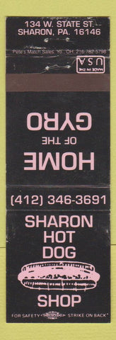 Matchbook Cover - Sharon Hot Dog Shop Sharon PA