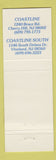 Matchbook Cover - Coastline Restaurant Cherry Hill NJ Vineland
