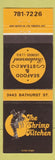 Matchbook Cover - The Shrimp Kitchen North York ON