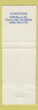 Matchbook Cover - The Coastline Restaurant Cherry Hill NJ