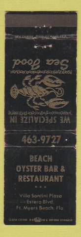 Matchbook Cover - Beach and Oyster Bar Restaurant Fort Myers Beach FL WEAR