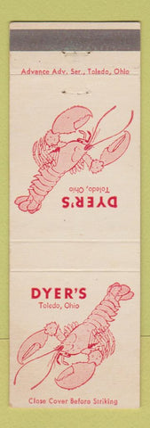 Matchbook Cover - Dyer's Seafood lobster Toledo OH