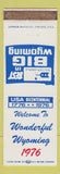 Matchbook Cover - Wyoming WY Tourism 1976 Bicentennial WEAR