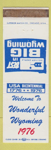 Matchbook Cover - Wyoming WY Tourism 1976 Bicentennial WEAR