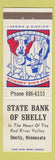 Matchbook Cover - State Bank of Shelly patriotic