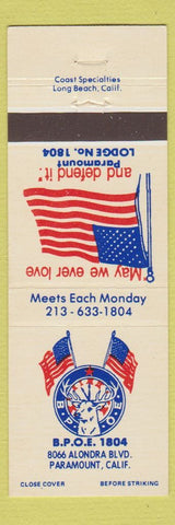 Matchbook Cover - Elks Lodge Paramount CA