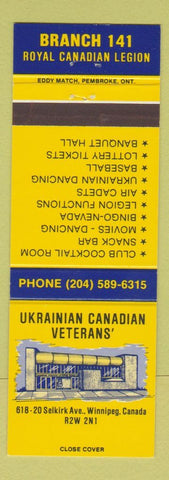 Matchbook Cover - Ukrainian Canadian Veterans' Winnipeg MB