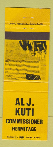Matchbook Cover - Al J Kuti Commissioner Hermitage PA
