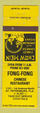 Matchbook Cover - Fong Fong Chinese Restaurant St Petersburg FL