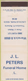Matchbook Cover - JL Peters Funeral Home Lincoln Park MI