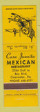 Matchbook Cover - Casa Juanita Mexican Restaurant Clearwater FL