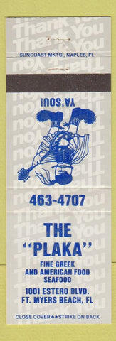 Matchbook Cover - The Plaka Greek Restaurant Fort Myers Beach FL