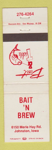 Matchbook Cover - Bait n Brew Tackle Johnston IA