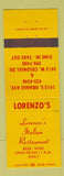 Matchbook Cover - Lorenzo's Italian Restaurant