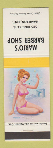 Matchbook Cover - Mario's Barber Shop Hamilton ON pinup