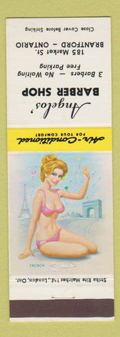 Matchbook Cover - Angelos' Barber Shop Brantford ON pinup
