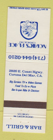 Matchbook Cover - Novak's Place Corona Del Mar CA bar grill