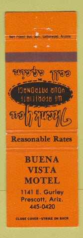 Matchbook Cover - Buena Vista Motel Prescott AZ