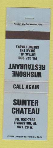 Matchbook Cover - Sumter Chateau Livingston AL Wishbone Eutaw BLUE WEAR