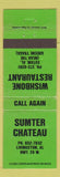 Matchbook Cover - Sumter Chateau Livingston AL Wishbone Eutaw GREEN WEAR